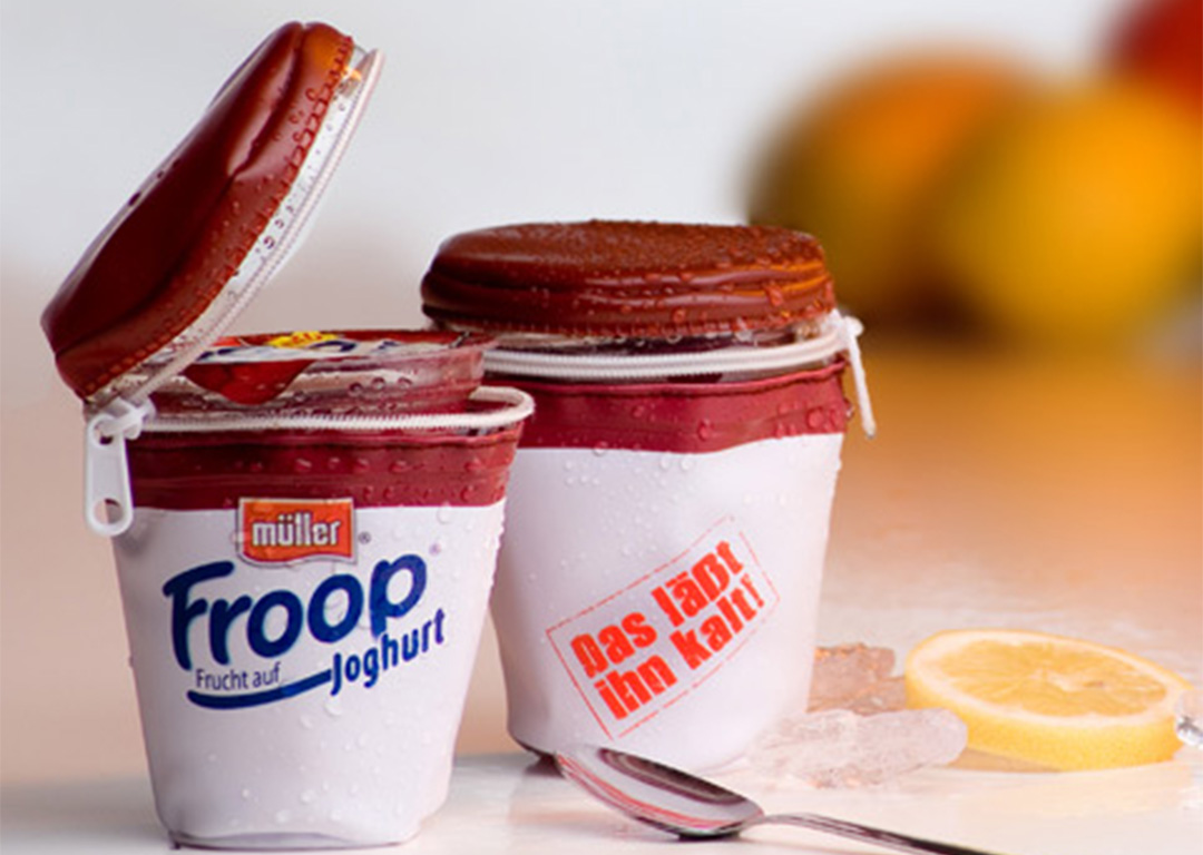 Sonderanfertigung, rot-weiße kleine Kühltasche für Joghurt, Froop
