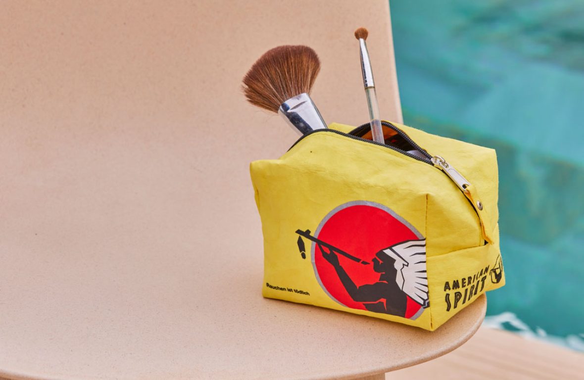 Werbemittel nachhaltig Kosmetiktasche gelb, American Spirit